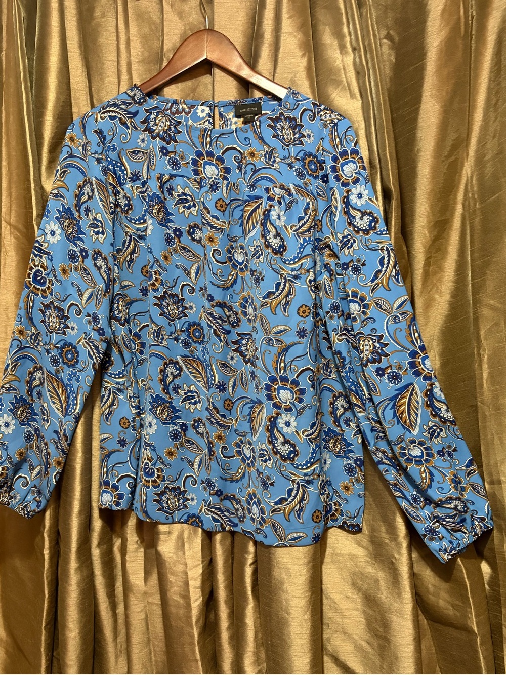 J.‎ Jill Light Blue Paisley Floral Long-Sleeve Blouse #1870
